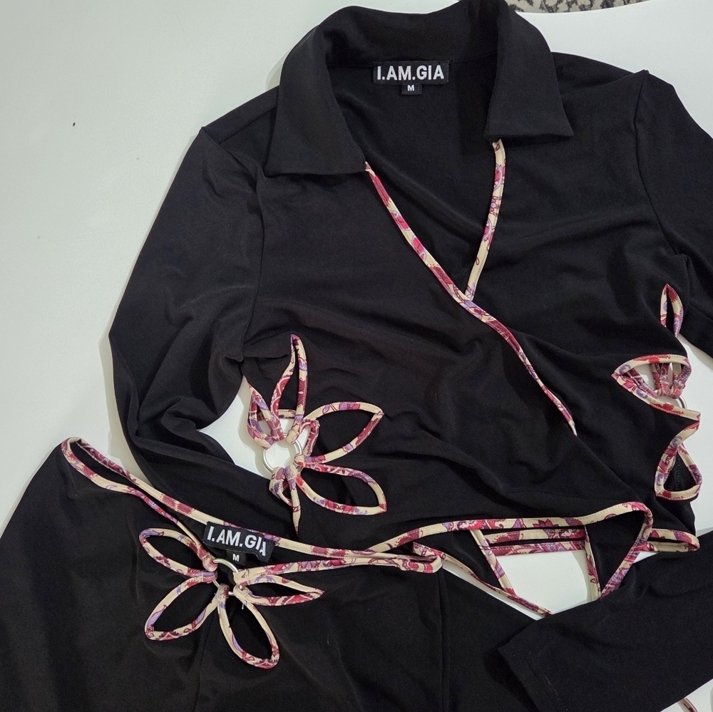 I AM GIA Renalee Set Black Floral Size Medium Authentic - Picture 15 of 16